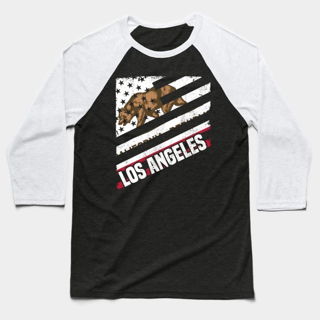 Los Angeles California CA Group City Silhouette Flag Baseball T-Shirt by jkshirts